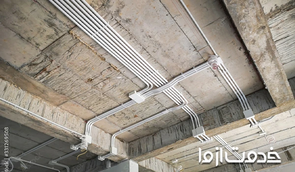 لوله کشی برق ساختمان از سقف